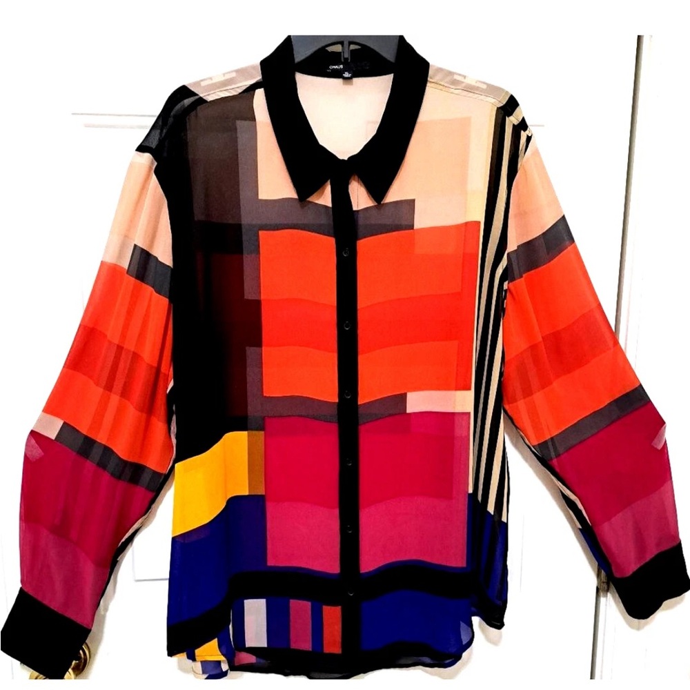 Chaus Black and Cream Blouse